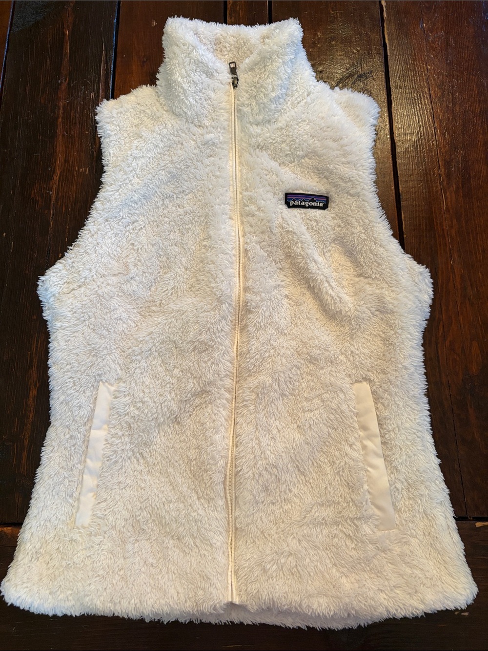 Patagonia Kids Cream Fuzzy Zip-Up Vest